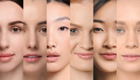 Beautiful women of different ages and races, collage. Banner design