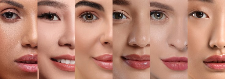 Image of Beautiful women of different ages and races, collage. Banner design