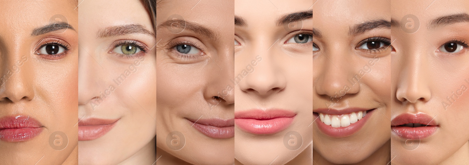 Image of Beautiful women of different ages and races, collage. Banner design