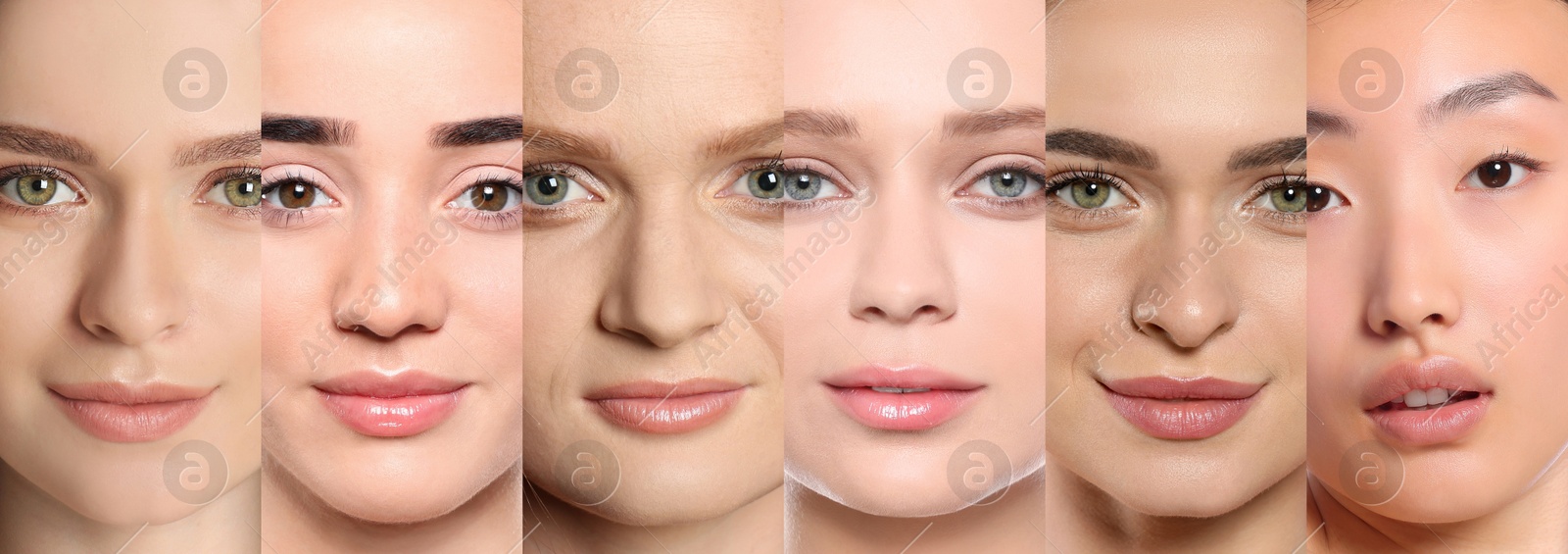 Image of Beautiful women of different ages and races, collage. Banner design