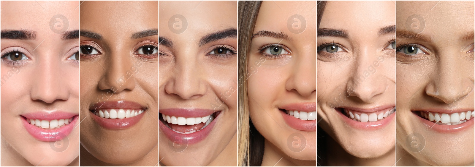 Image of Beautiful women of different ages and races, collage. Banner design