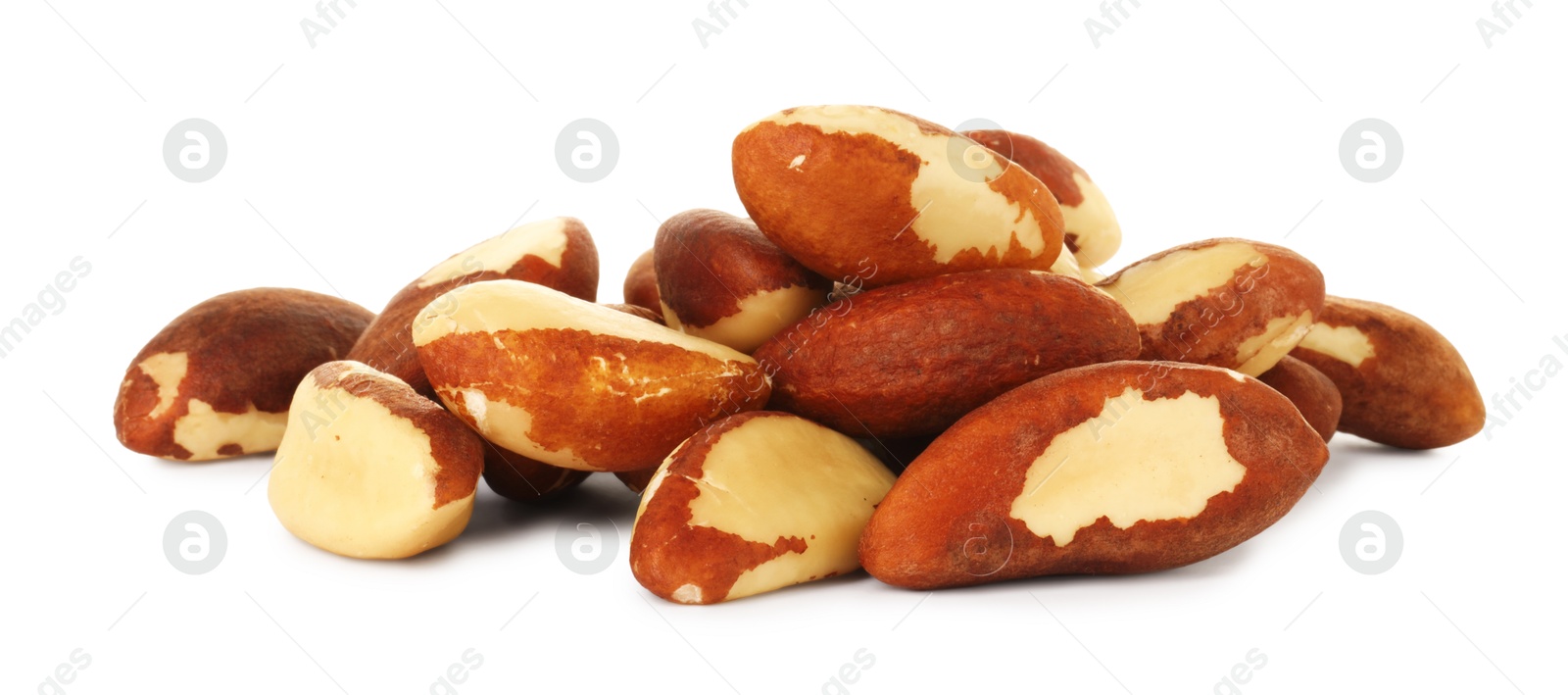 Photo of Heap of Brazil nuts isolated on white