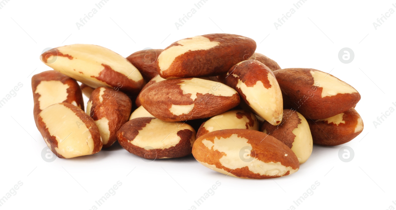 Photo of Heap of Brazil nuts isolated on white