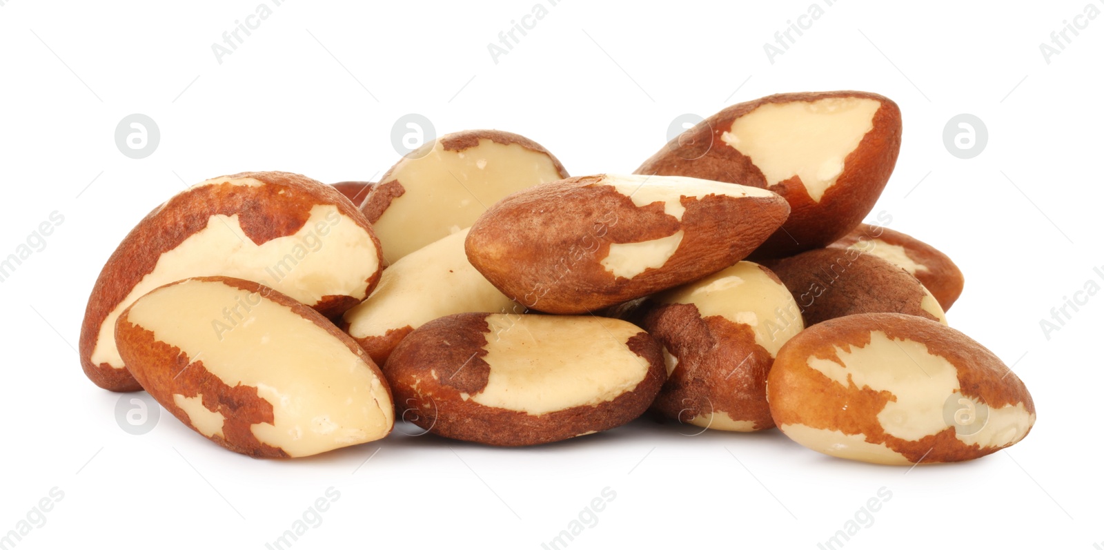 Photo of Heap of Brazil nuts isolated on white