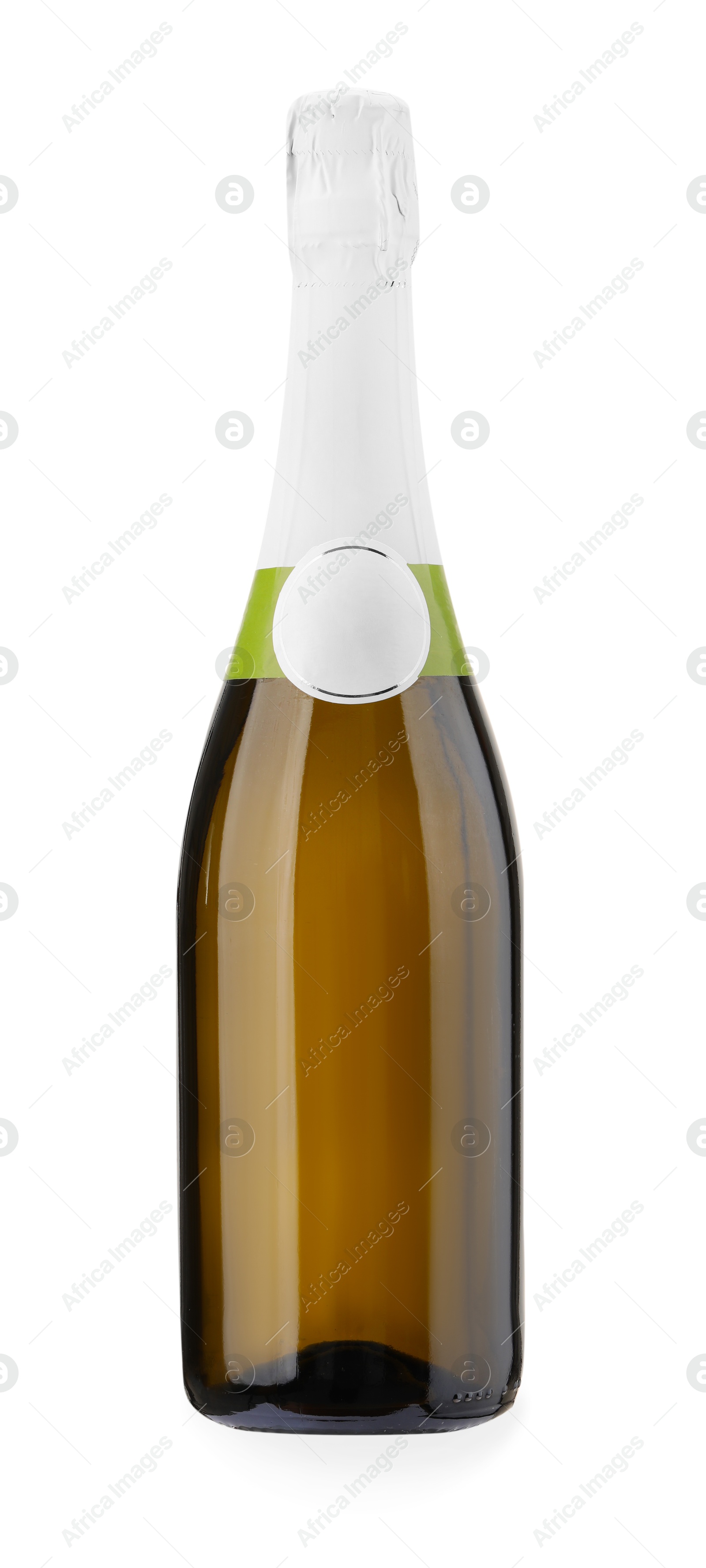 Photo of One bottle of champagne isolated on white