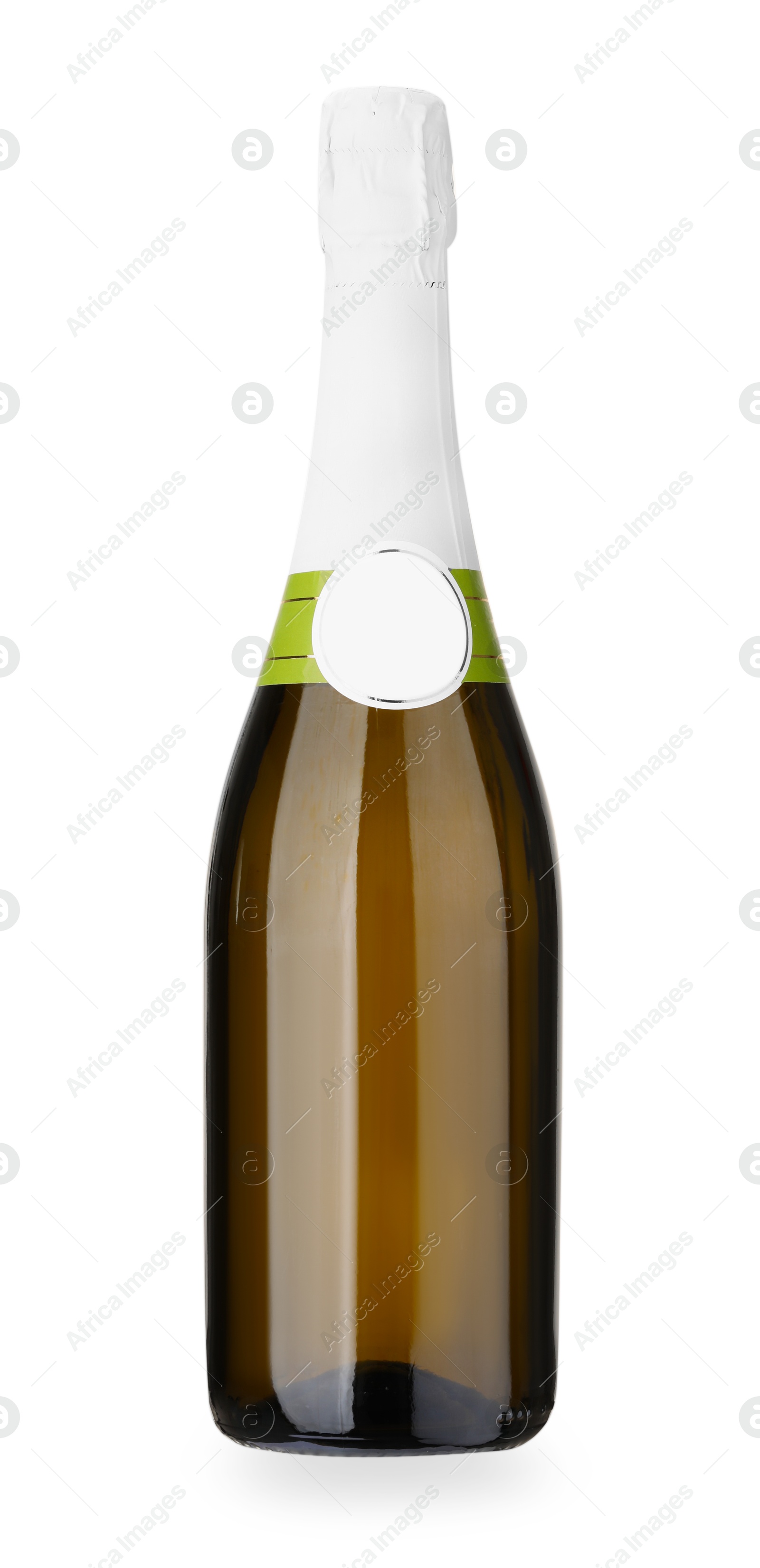 Photo of One bottle of champagne isolated on white