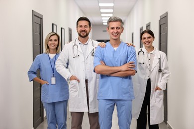 Photo of Portrait of smiling healthcare workers in hospital