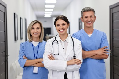 Photo of Portrait of smiling healthcare workers in hospital