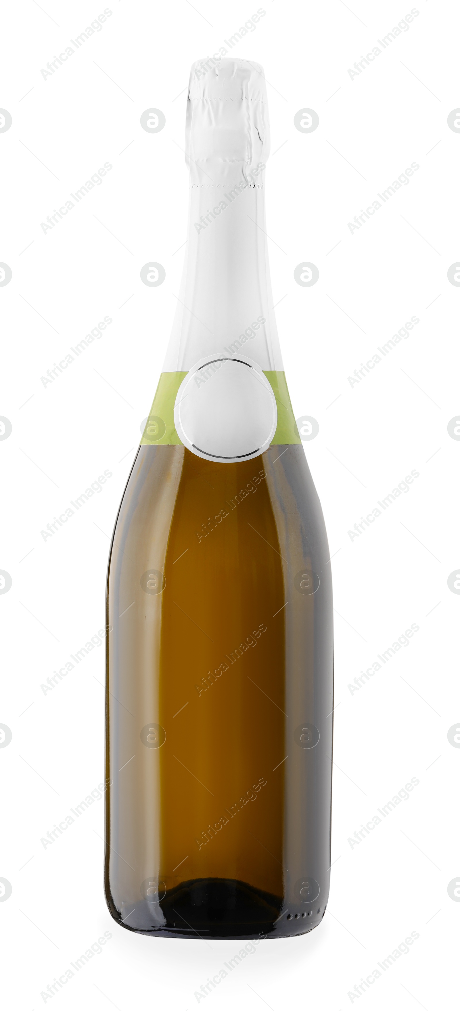 Photo of One bottle of champagne isolated on white