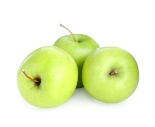 Photo of Three fresh green apples isolated on white