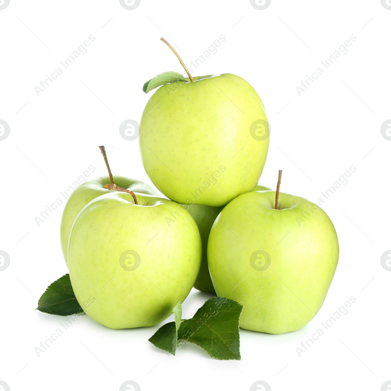 Photo of Many fresh green apples isolated on white