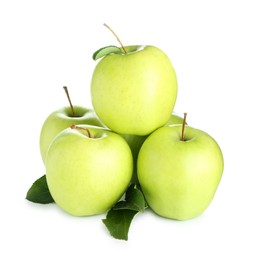 Photo of Many fresh green apples isolated on white