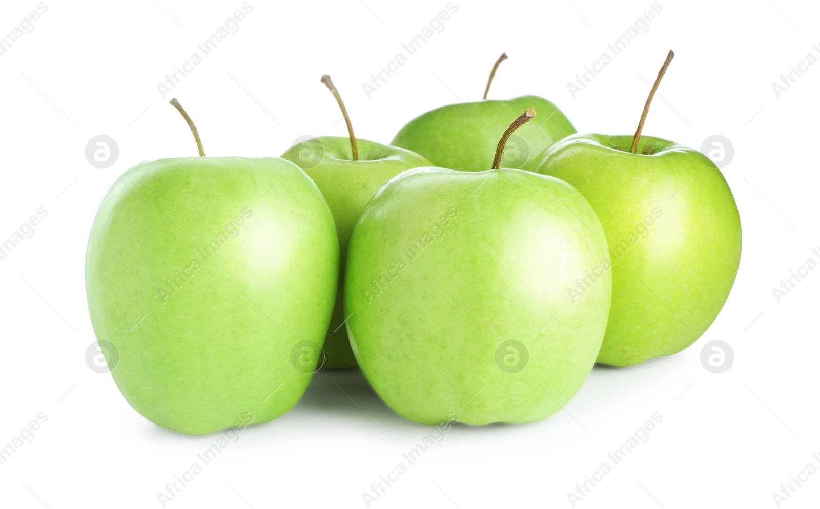 Photo of Many fresh green apples isolated on white