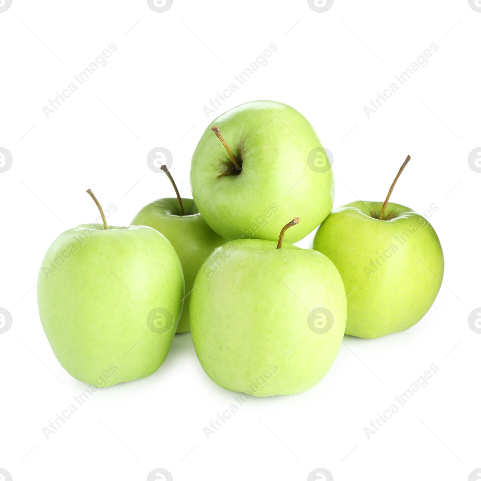 Photo of Many fresh green apples isolated on white