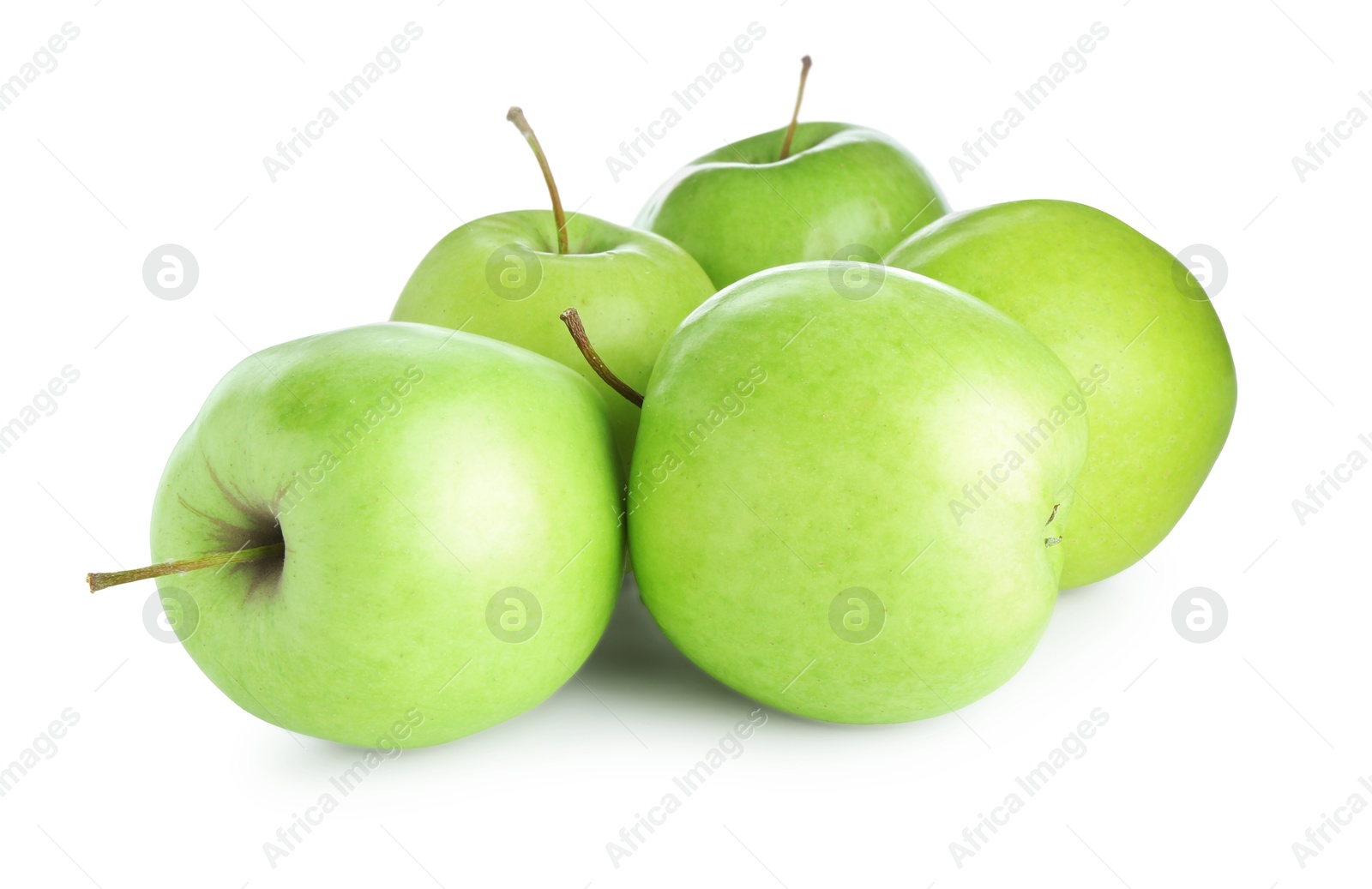 Photo of Many fresh green apples isolated on white