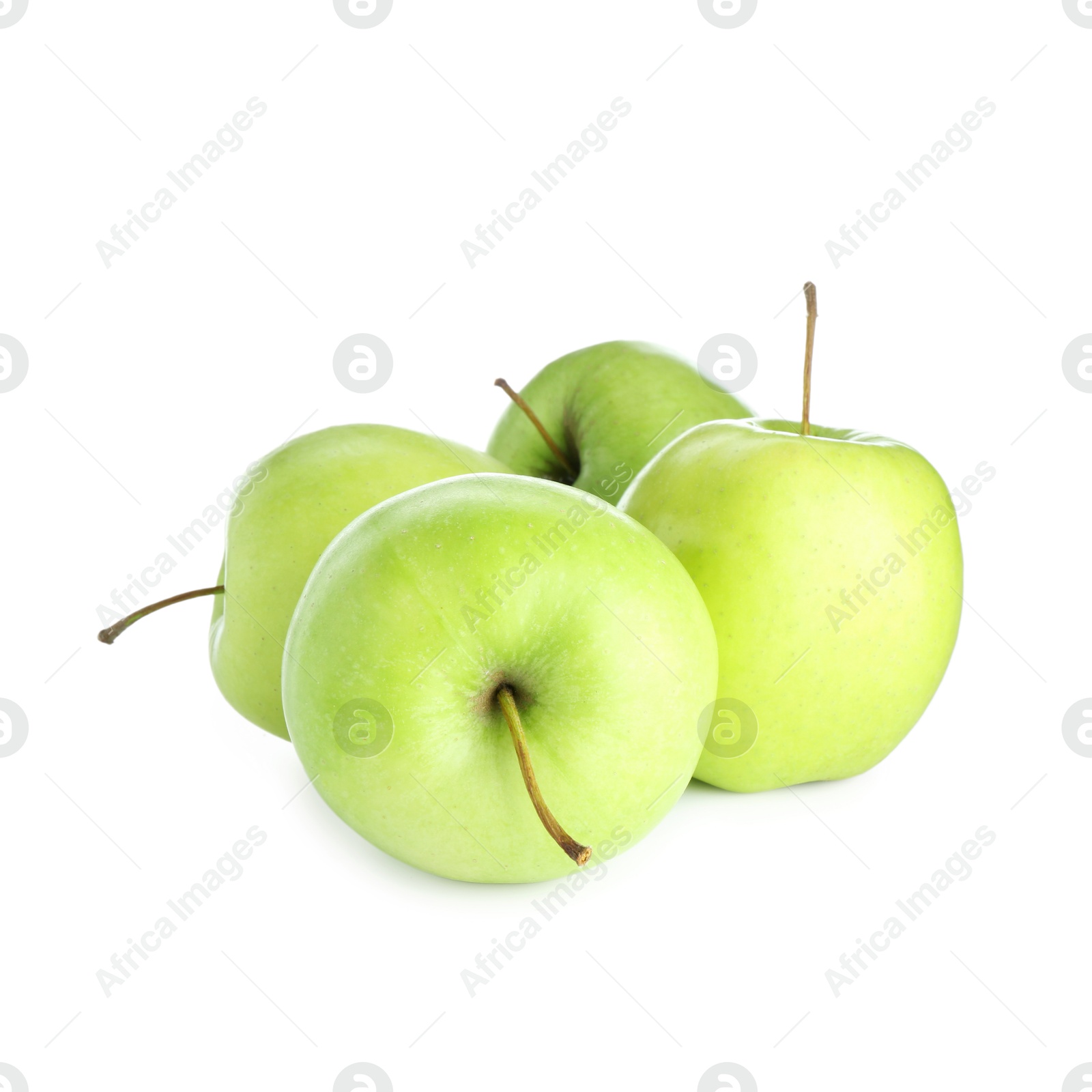 Photo of Many fresh green apples isolated on white