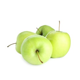 Photo of Many fresh green apples isolated on white