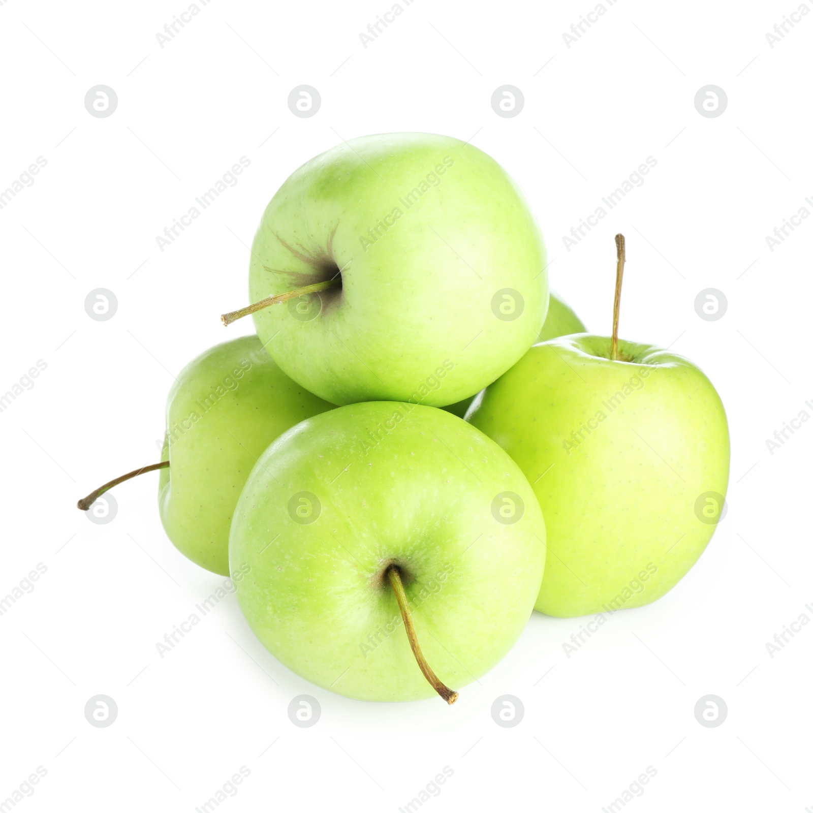 Photo of Many fresh green apples isolated on white