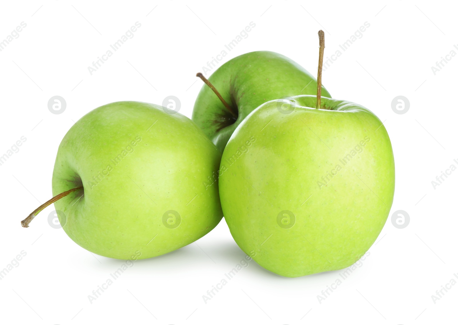 Photo of Two fresh green apples isolated on white