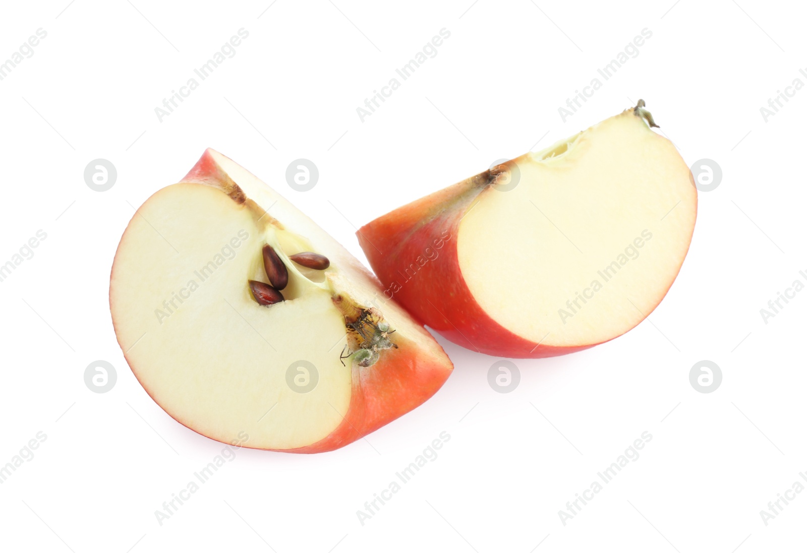 Photo of Slices of fresh ripe apple isolated on white