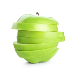 Cut fresh green apple isolated on white