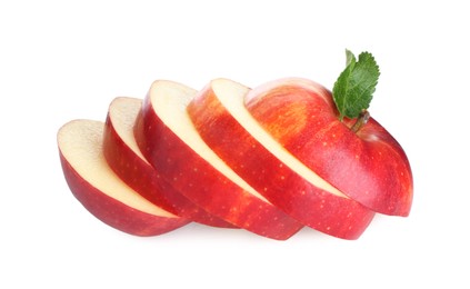 Photo of Cut fresh red apple isolated on white