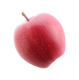 Photo of One ripe red apple isolated on white, top view