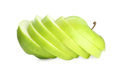 Photo of Slices of fresh ripe apple isolated on white