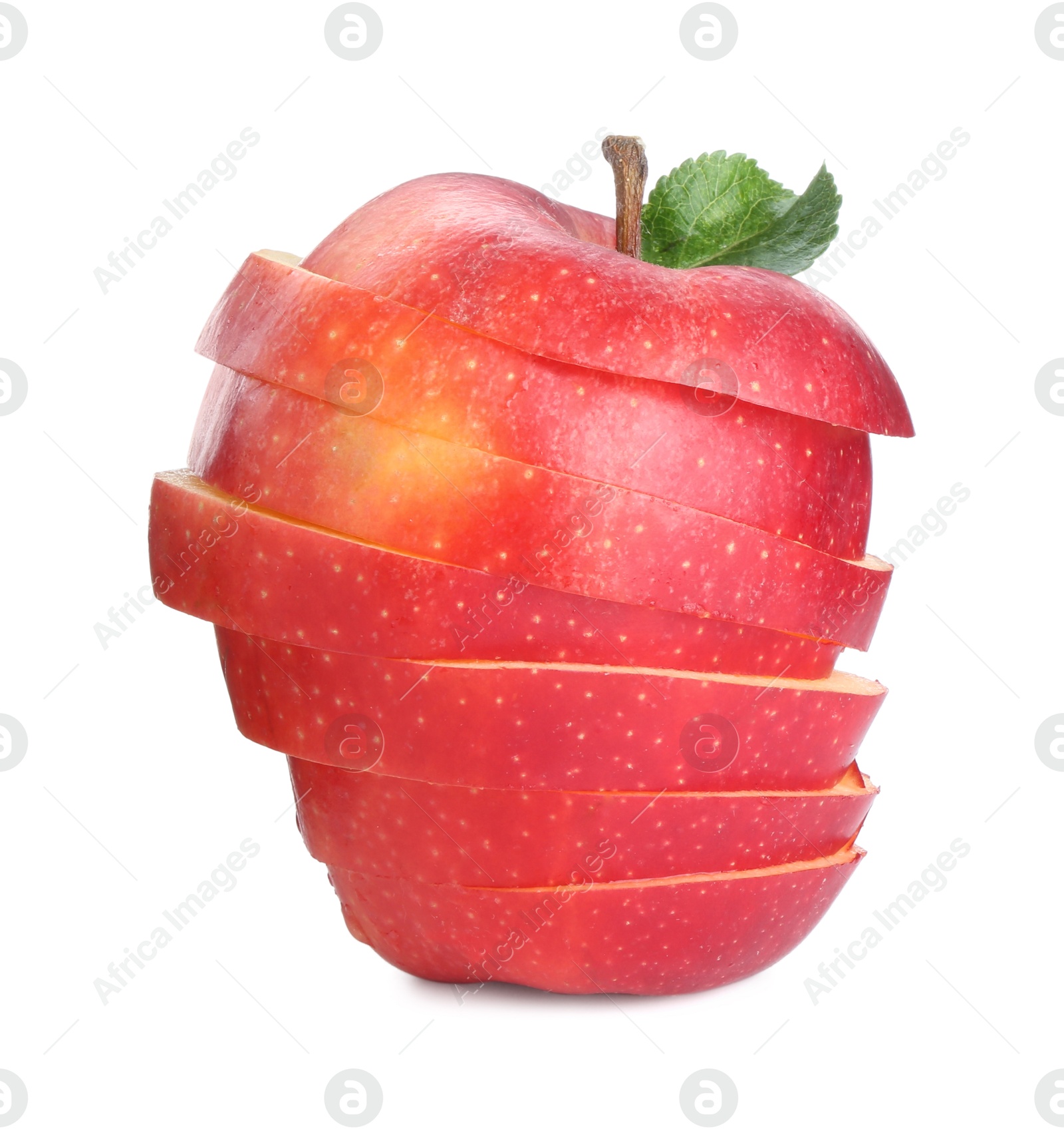 Photo of Slices of fresh ripe apple isolated on white