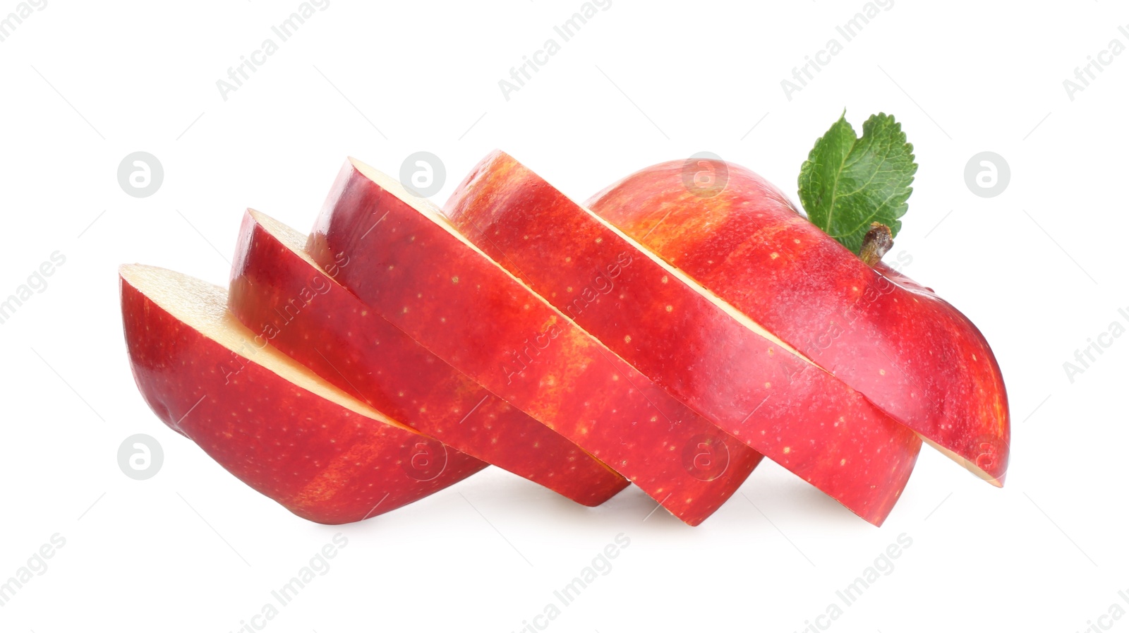 Photo of Slices of fresh ripe apple isolated on white