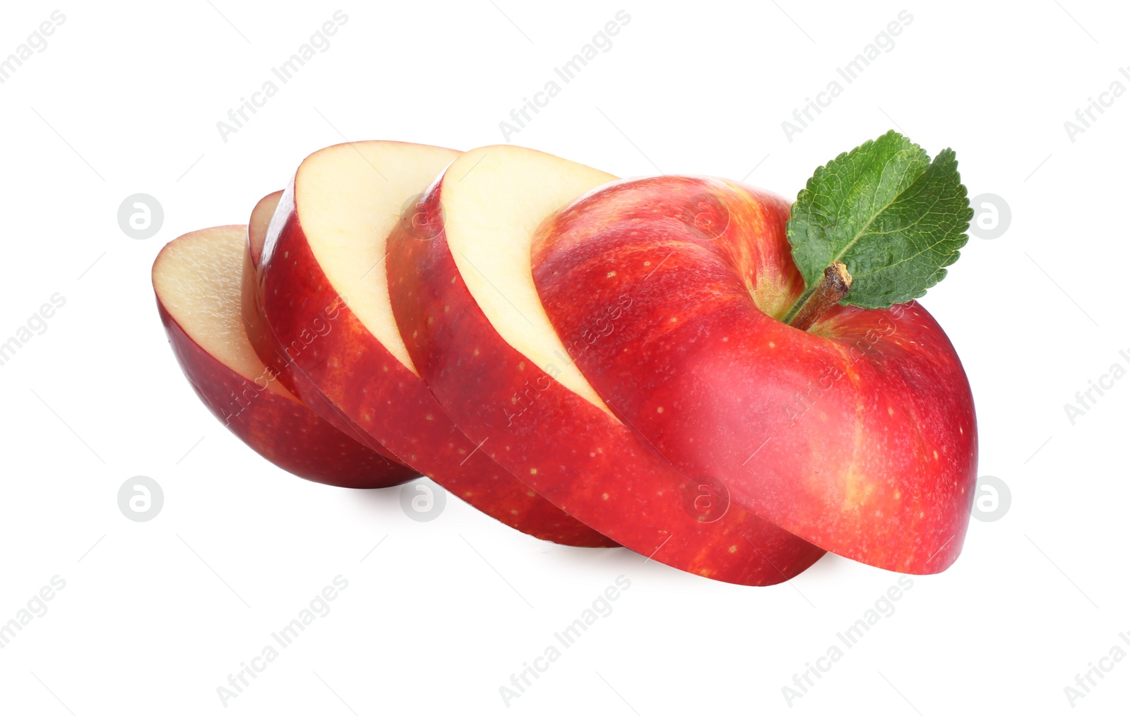 Photo of Slices of fresh ripe apple isolated on white