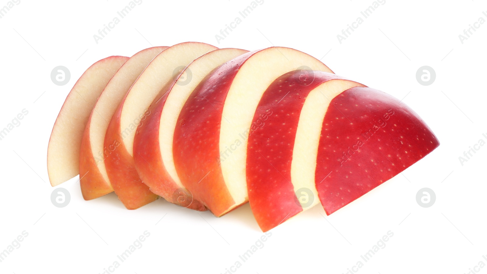 Photo of Slices of fresh ripe apple isolated on white