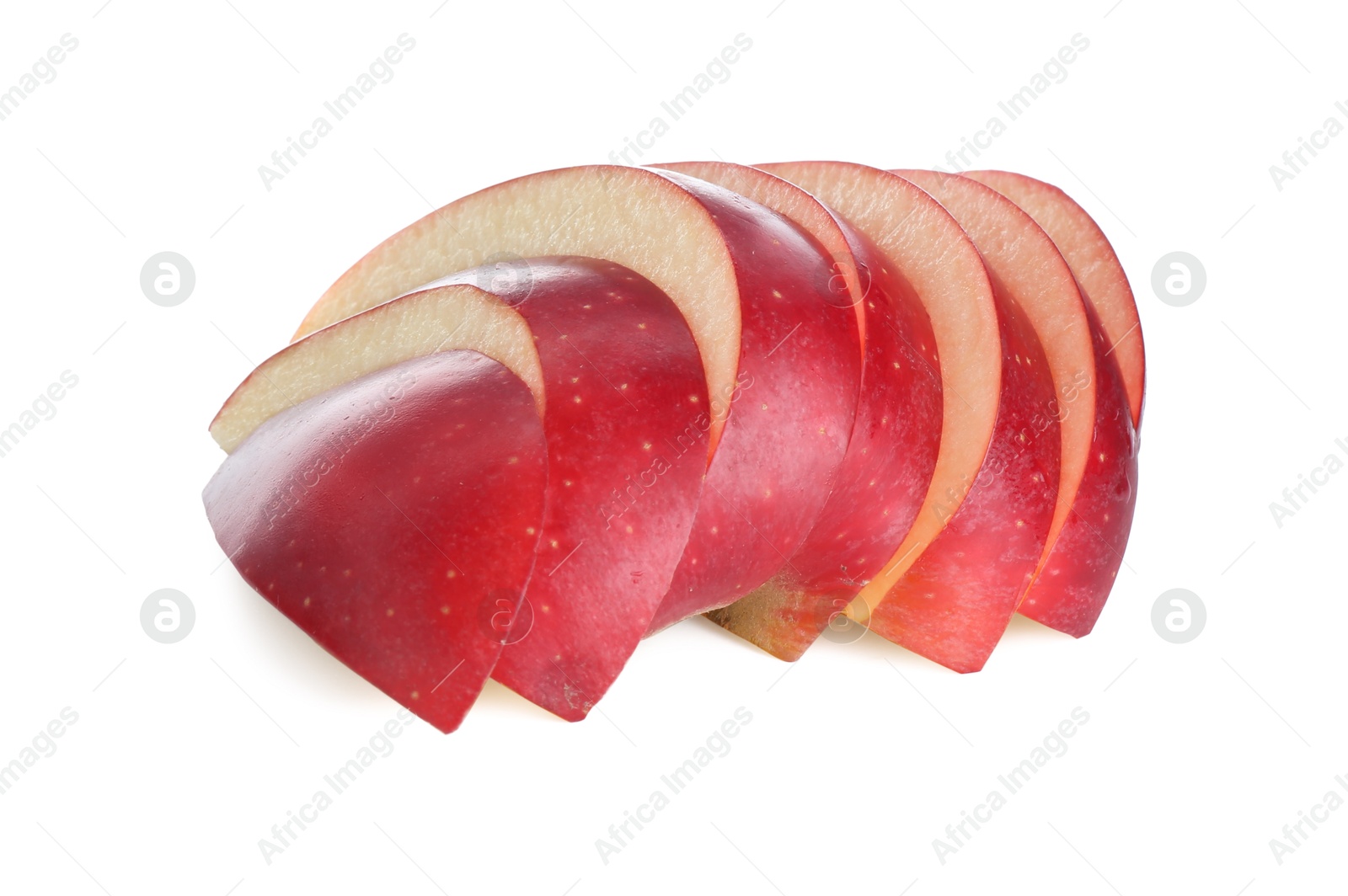 Photo of Slices of fresh ripe apple isolated on white