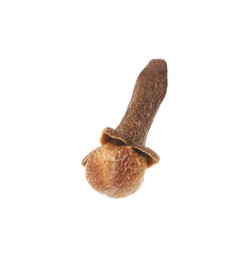 Photo of One dry clove bud isolated on white. Aromatic spice