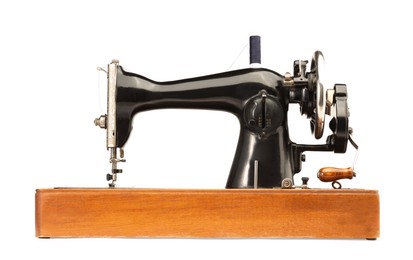 Photo of One vintage sewing machine isolated on white