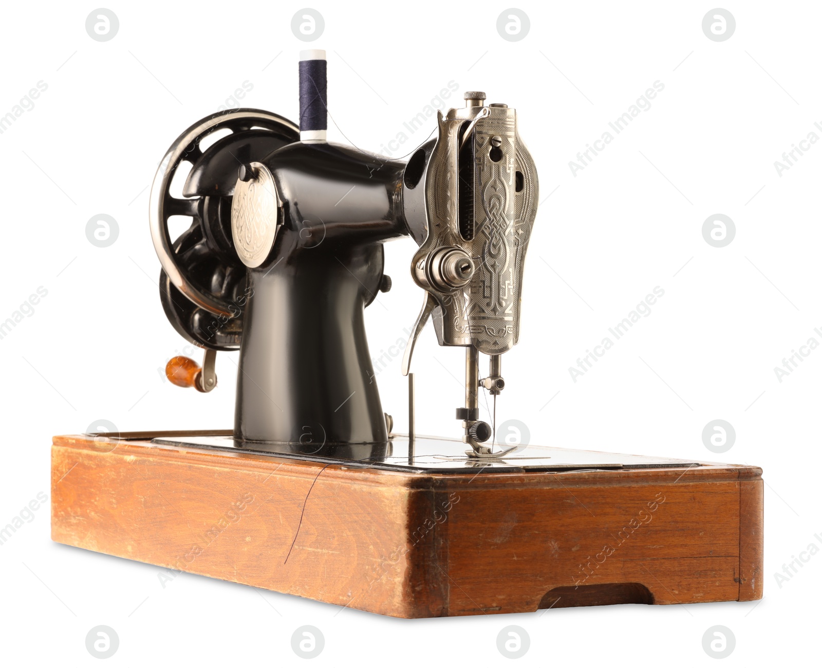 Photo of One vintage sewing machine isolated on white