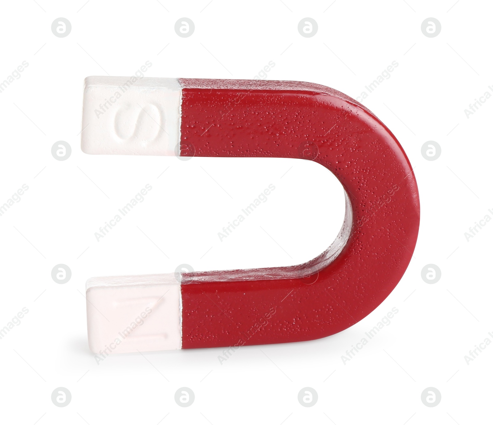 Photo of One metal horseshoe magnet isolated on white