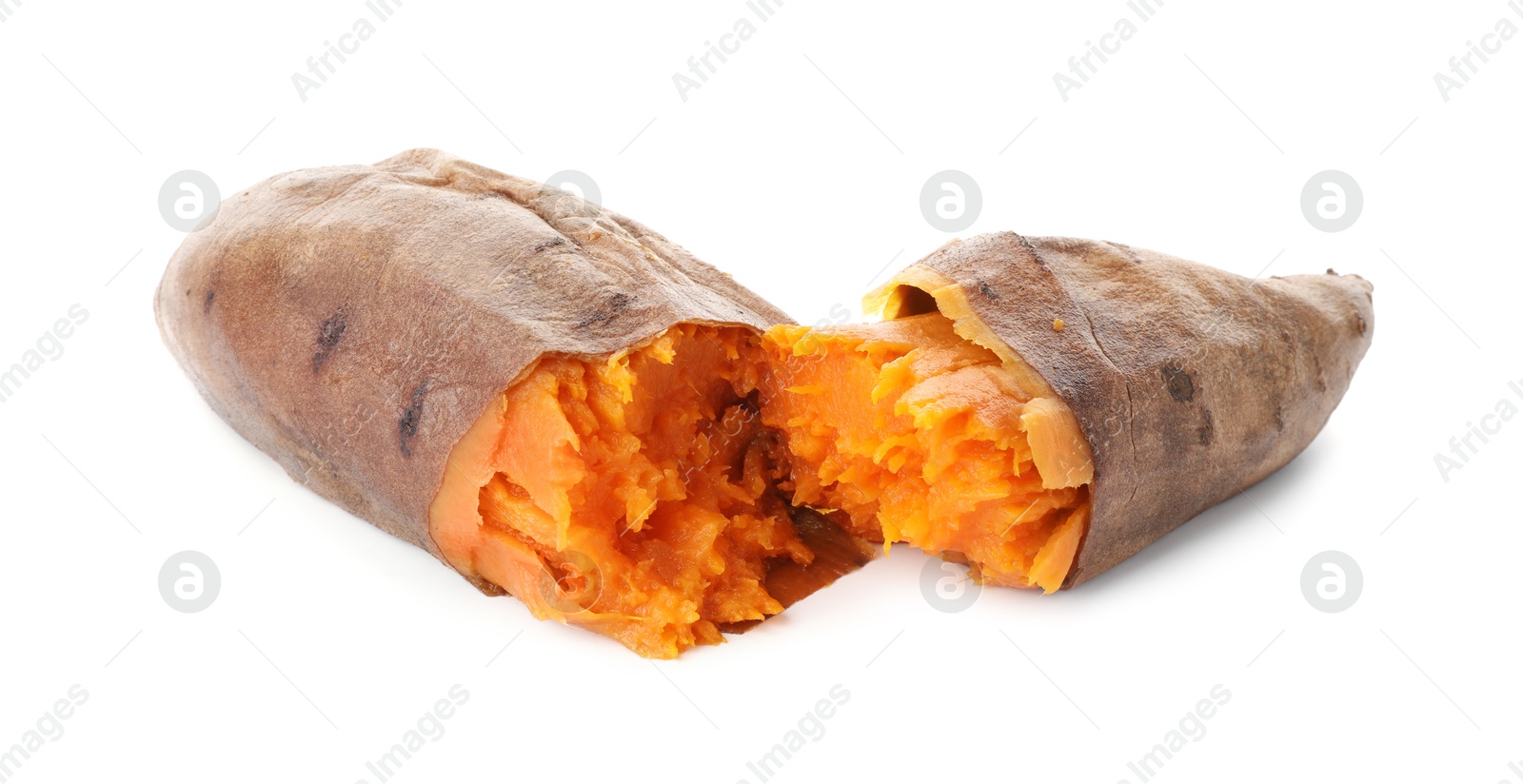 Photo of Tasty cooked sweet potato isolated on white