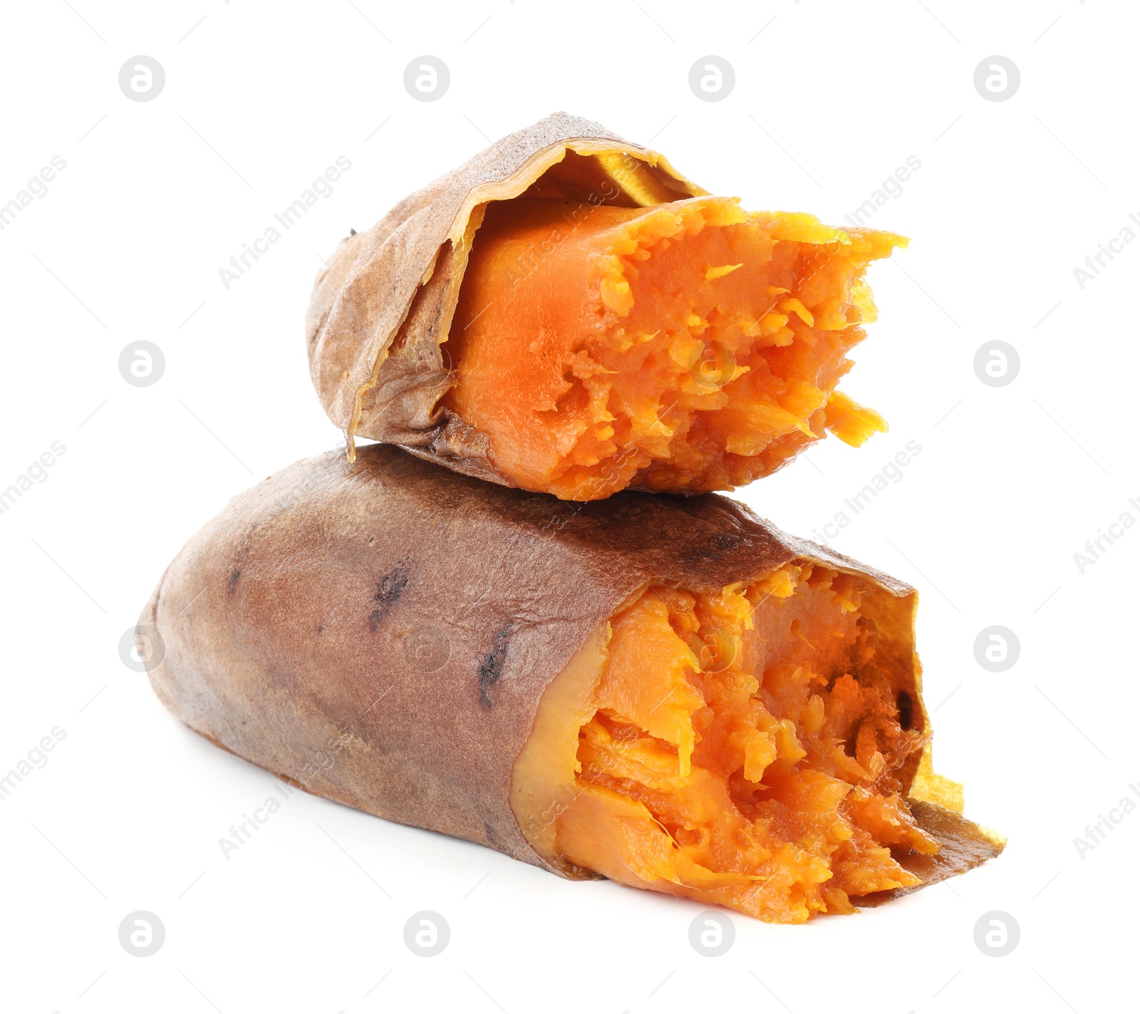 Photo of Tasty cooked sweet potato isolated on white