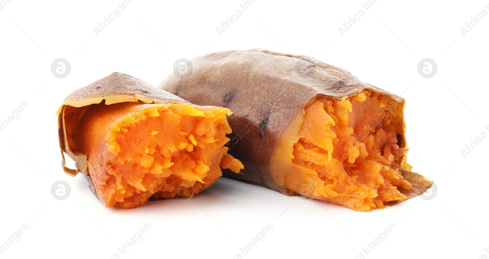 Photo of Tasty cooked sweet potato isolated on white