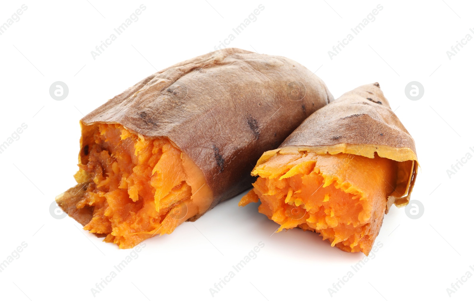 Photo of Tasty cooked sweet potato isolated on white