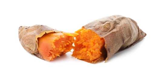 Photo of Tasty cooked sweet potato isolated on white