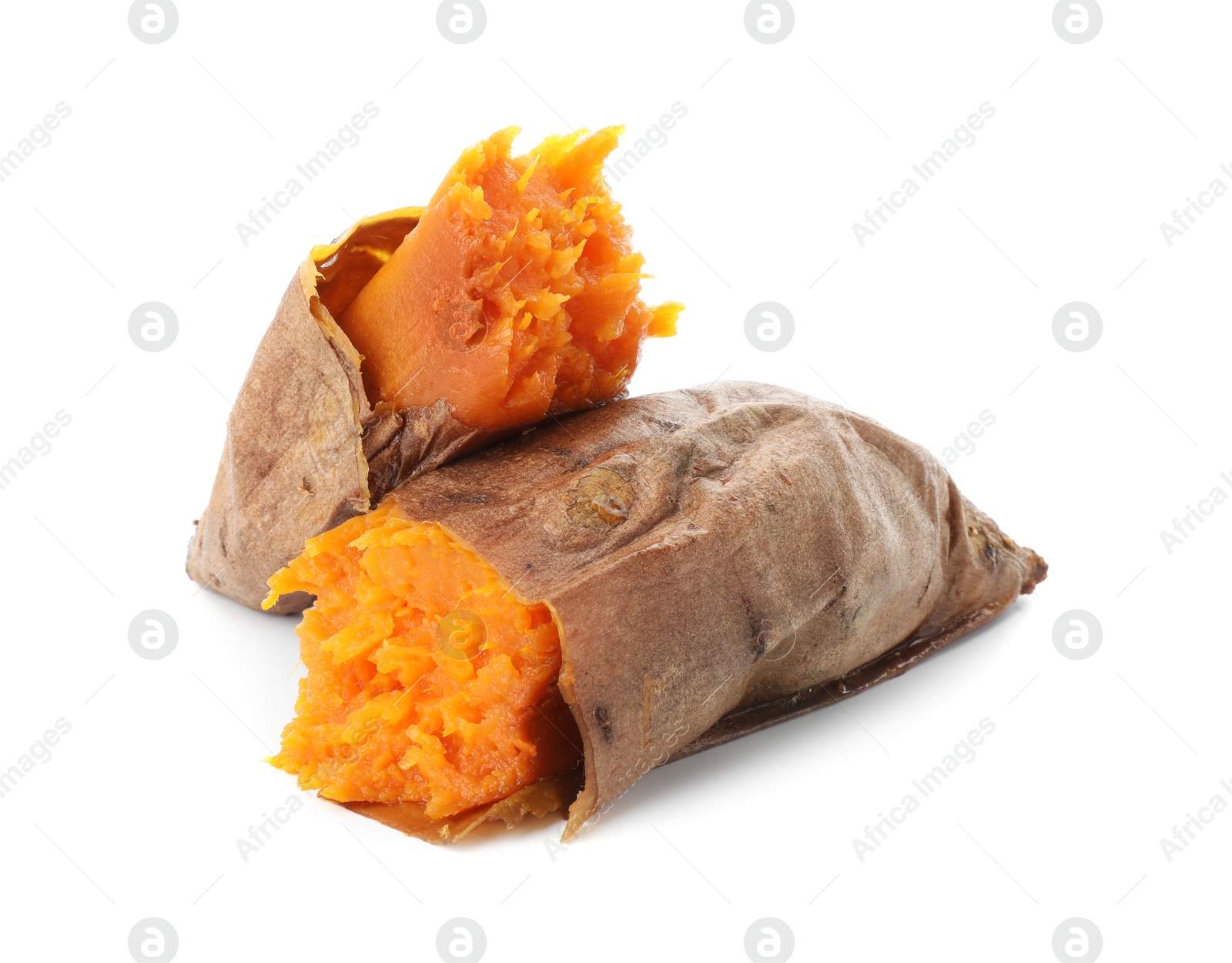 Photo of Tasty cooked sweet potato isolated on white