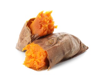 Photo of Tasty cooked sweet potato isolated on white