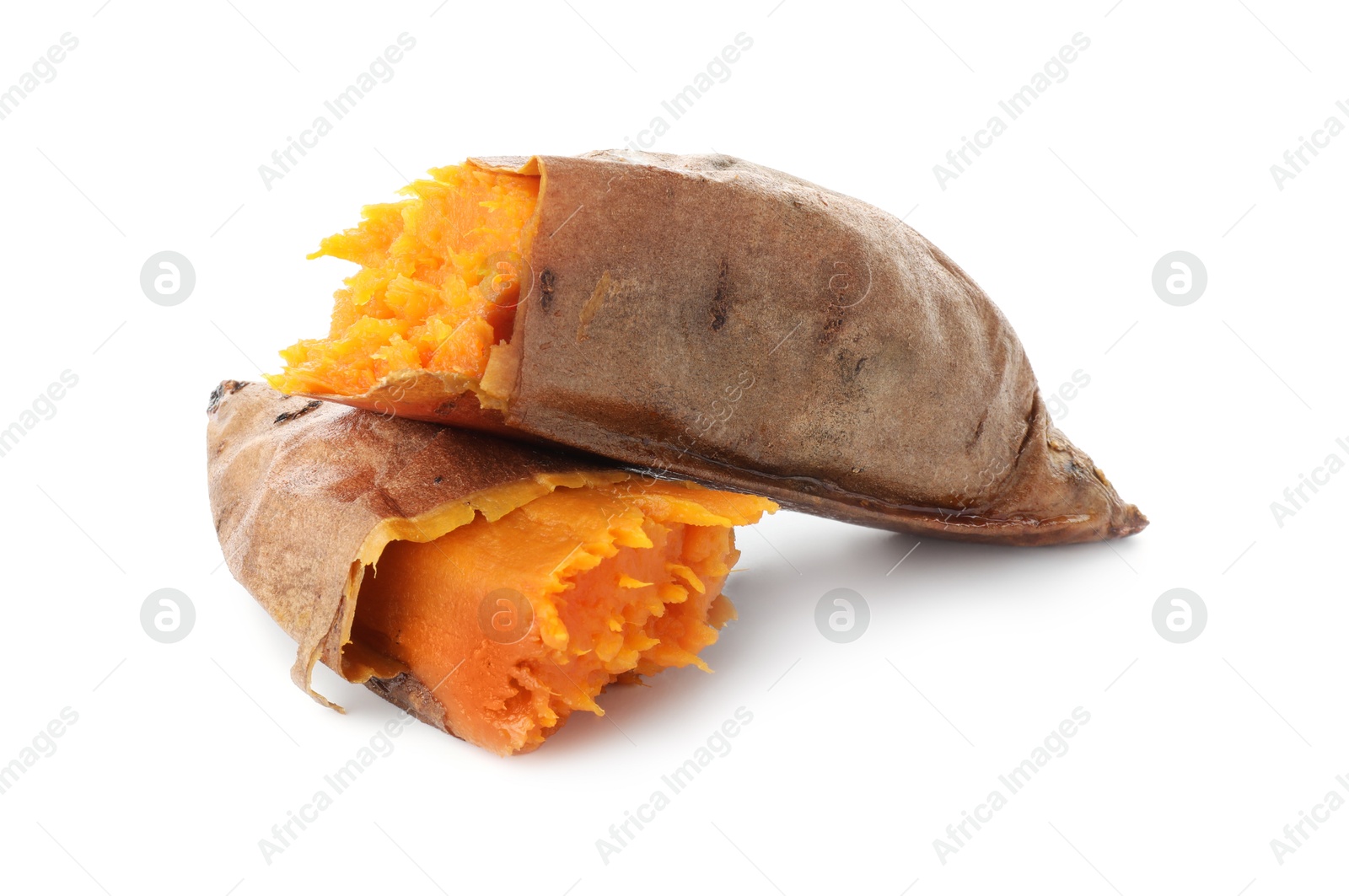 Photo of Tasty cooked sweet potato isolated on white