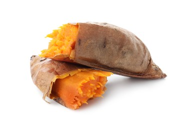 Photo of Tasty cooked sweet potato isolated on white