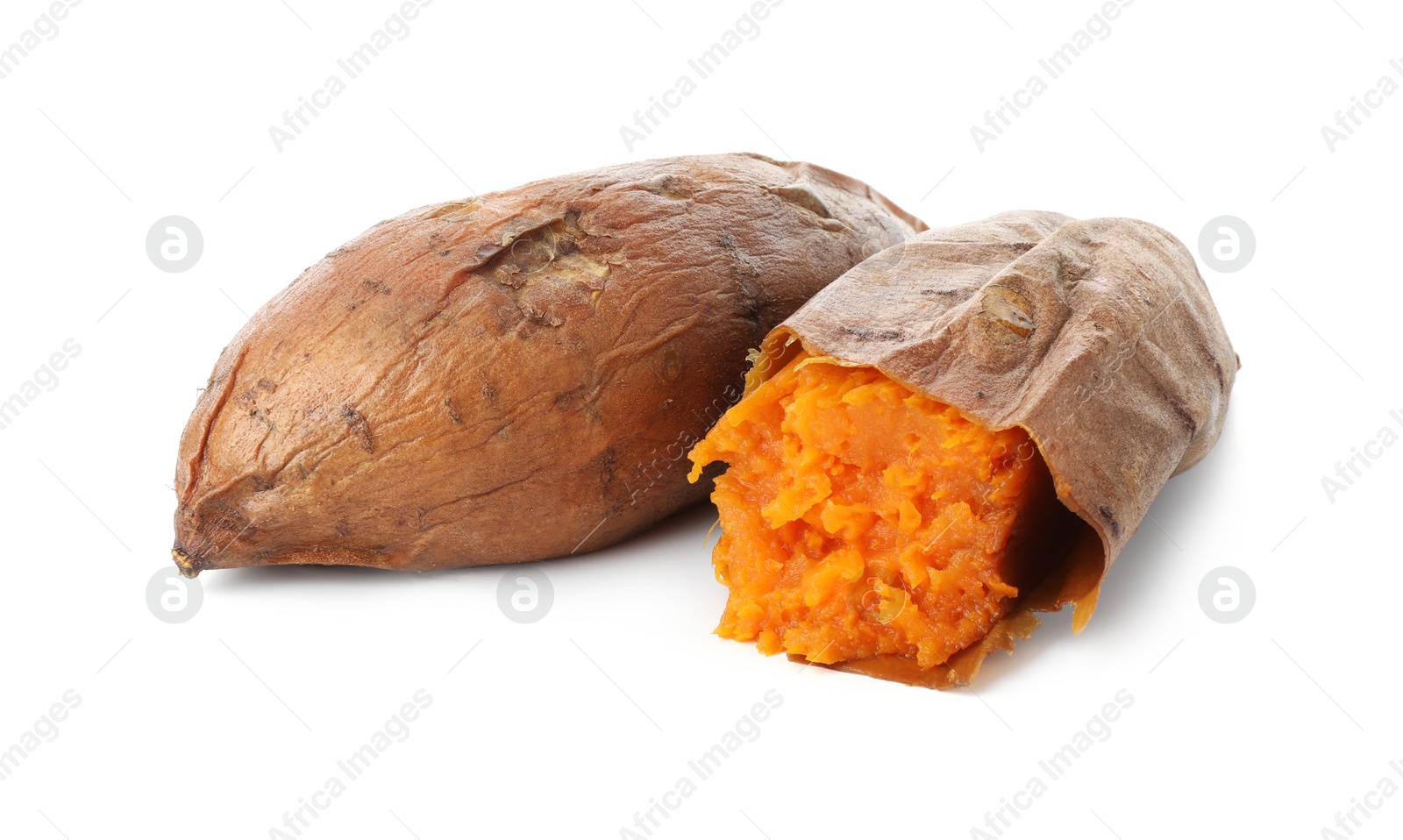 Photo of Tasty cooked sweet potato isolated on white