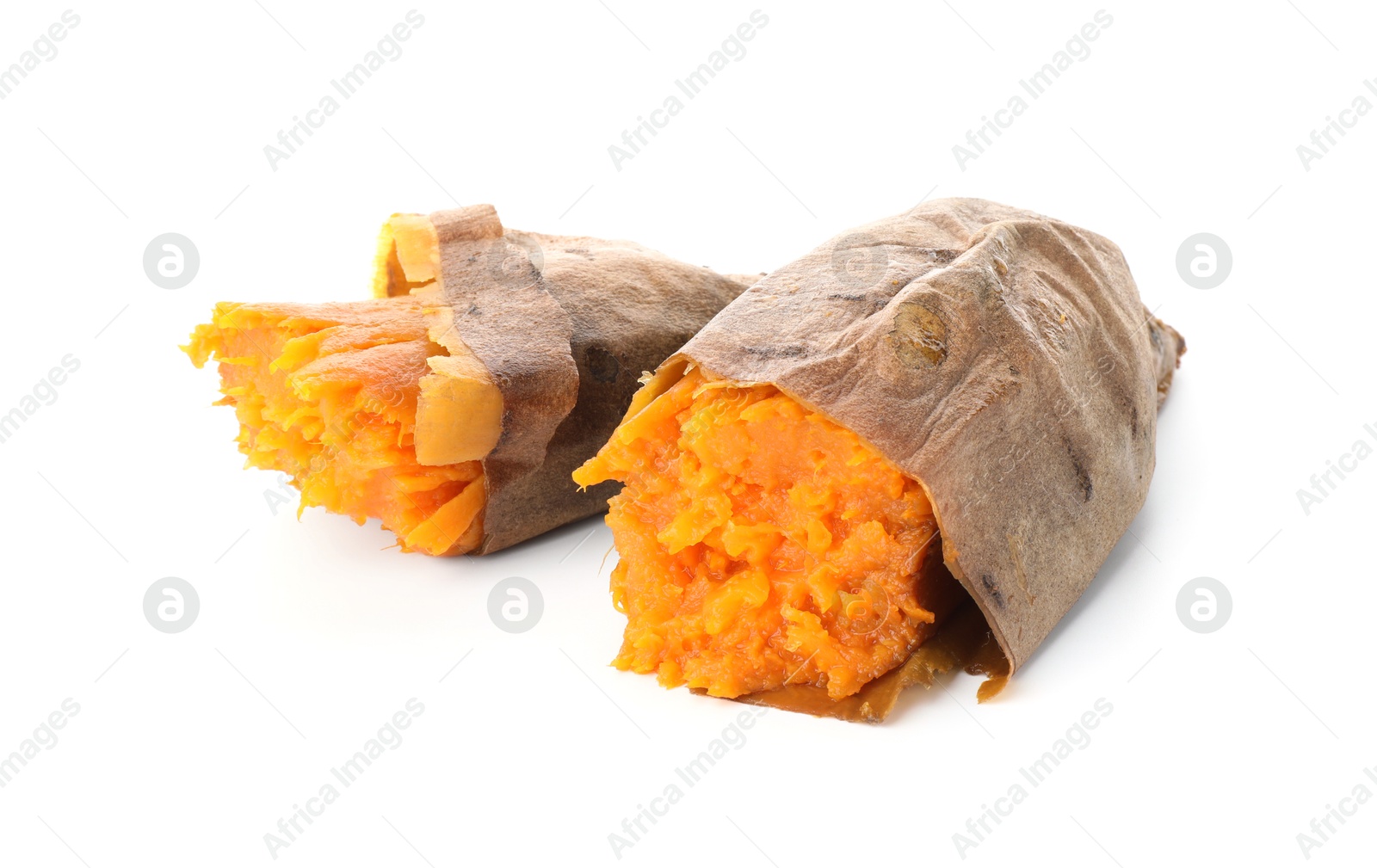 Photo of Tasty cooked sweet potato isolated on white