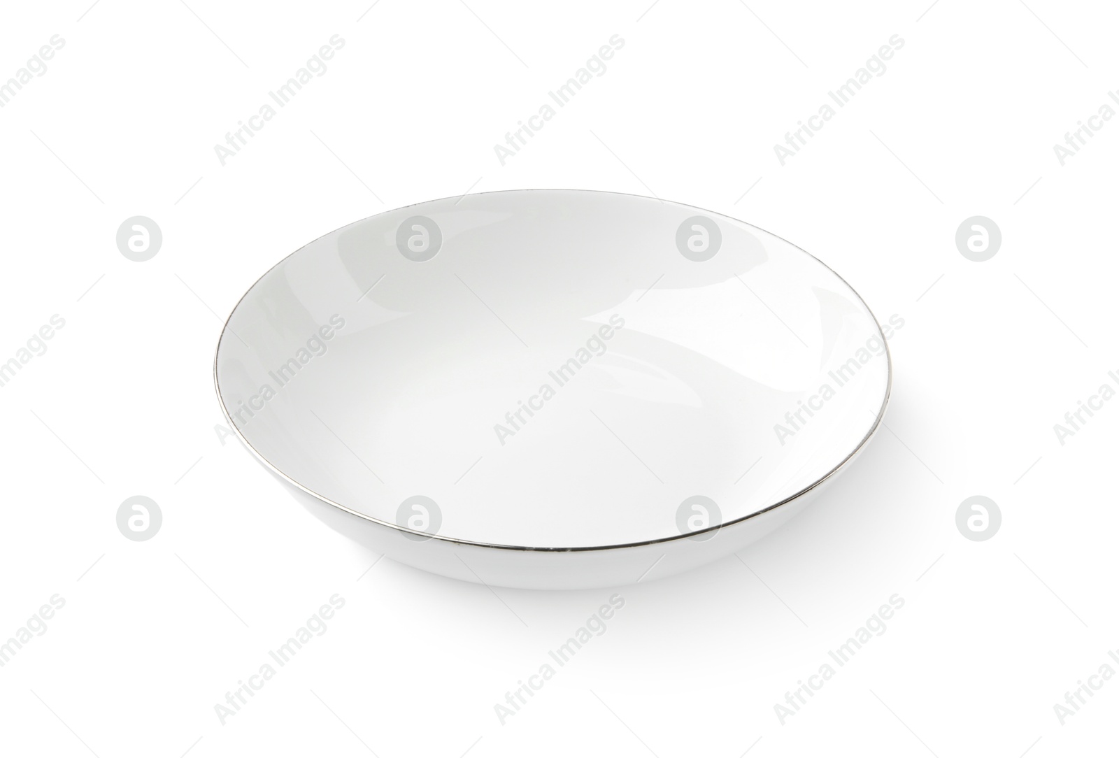 Photo of One empty ceramic bowl isolated on white