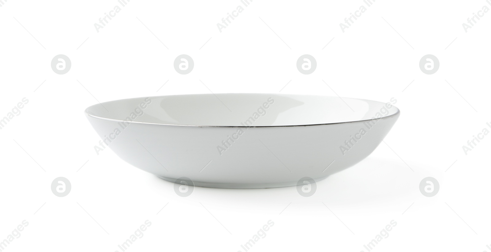 Photo of One empty ceramic bowl isolated on white